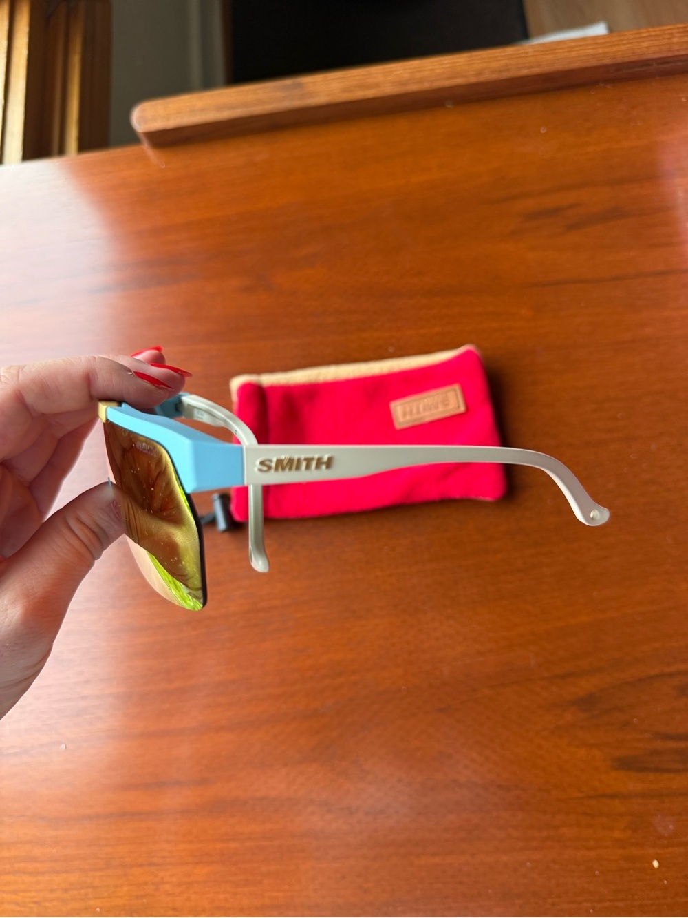 SMITH Chrome XC Blue Frame Sunglasses with Gold-Orange Mirrored Lens - Picture 5 of 5